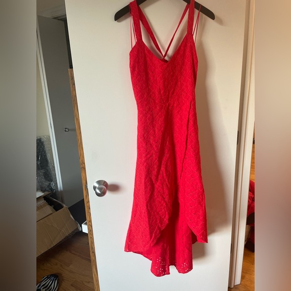 J.O.A. Melodrama High Low MIDI Dress Red Lace from Nordstrom size Medium - Picture 1 of 12
